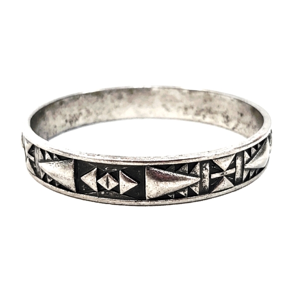 Vintage Jewelry - Vintage Silver Tribal Bangle Bracelet
